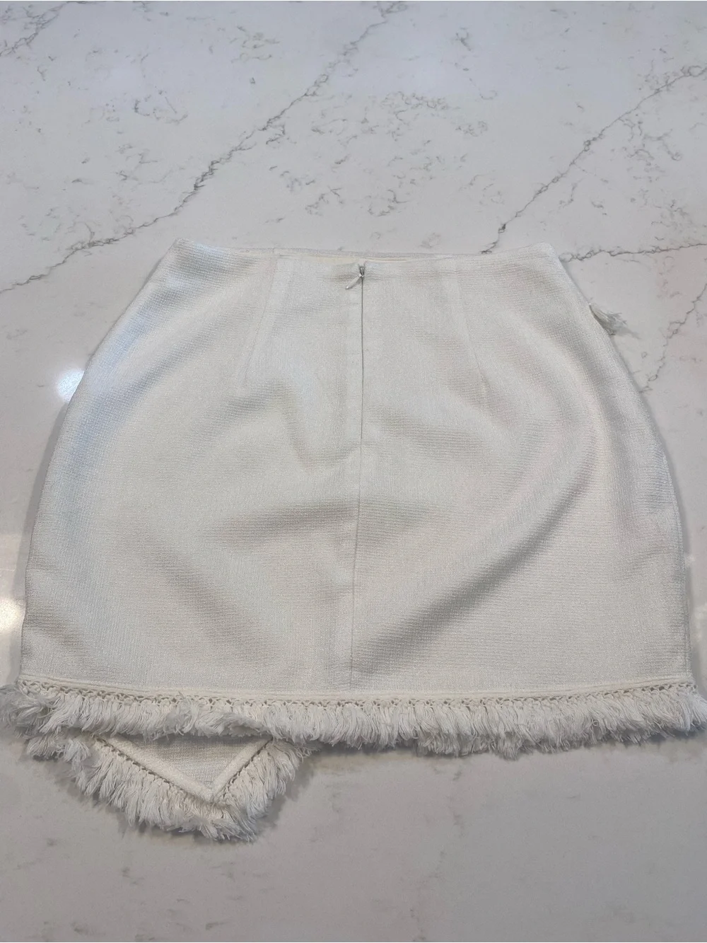 White Fringe Wrap Mini Skirt